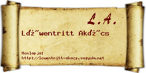 Löwentritt Akács névjegykártya